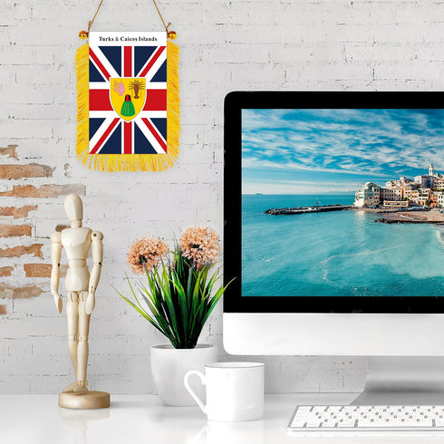 Turks & Caicos Islands Rearview Mirror Flag - CaribeHeart Turks and Caicos