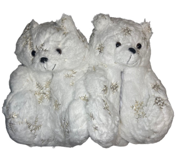 White Snowflake Teddy Slippers - CaribeHeart Teddy
