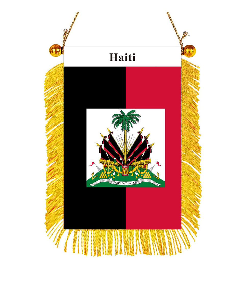 Haiti (19641986) Rearview Mirror Flag CaribeHeart