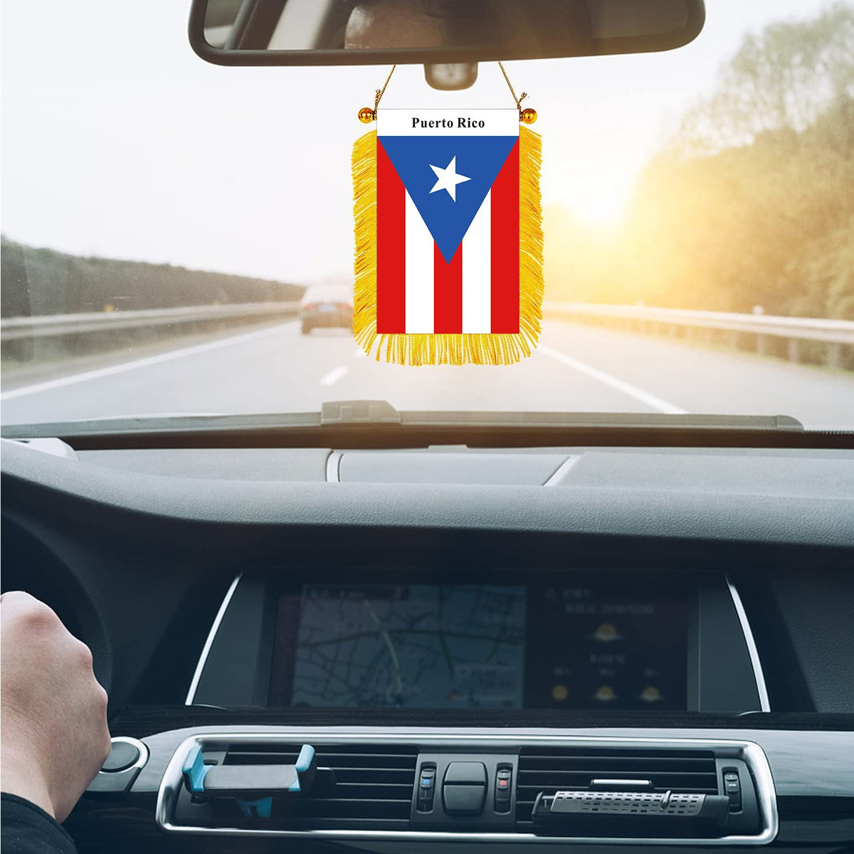 Puerto Rico Rearview Mirror Flag | CaribeHeart
